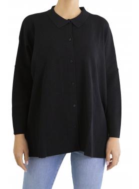 Maglia morbida con colletto e bottoni 